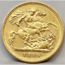 AUSTRALIA 1896 . HALF 1/2 SOVEREIGN . MELBOURNE . GOLD